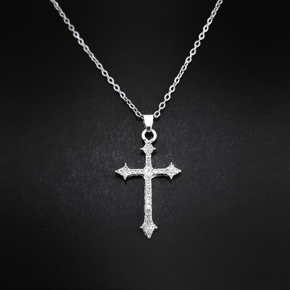 16" Crystal Cross Necklace 215 - Picture 6 of 8